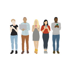 Sticker - Illustration of people in a row