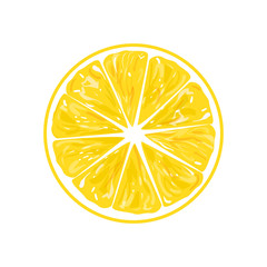 Lemon slice vector icon illustration on white background. Fresh sour vector lemon icon.