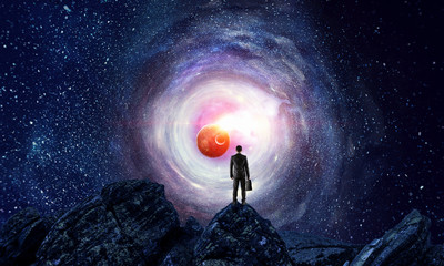 Wall Mural - businessman and cosmos concept