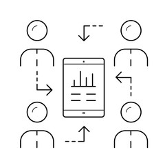 Poster - Server synchronization vector line icon isolated on white background