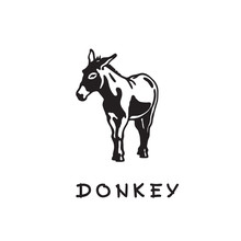 Donkey - Black And White Logo.
Abstract Drawing Of Cute Animal Of Livestock. Vector Illustration Together With A Large Raster Image.