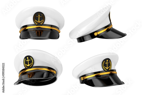Fotomural Naval Officer, Admiral, Navy Ship Captain Hat. 3d Rendering