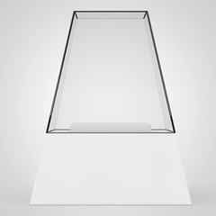 Poster - Empty Promotion Glass Showcase with Pedestal. 3d Rendering