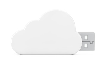 Aufkleber - White Usb Flash Drive in Cloud Shape. 3d Rendering