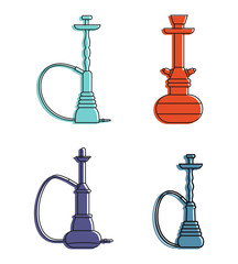 Wall Mural - Hookah icon set, color outline style
