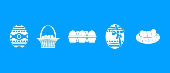 Sticker - Eggs icon blue set vector