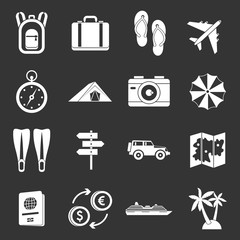 Poster - Travel icons set grey vector