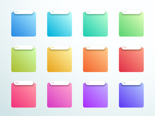 Poster - Numbered Gradient Square Text Boxes 1 to 12 Vector