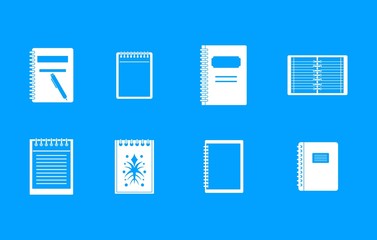 Poster - Notebook icon blue set vector
