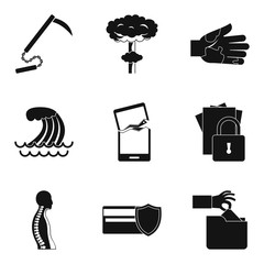 Poster - Misdeed icons set, simple style