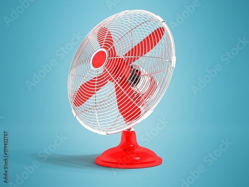 Fotografia Modern propeller in a metal dome with a red propeller desktop 3d render on a blu