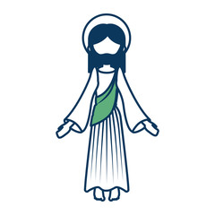 jesus christ religious character christianity vector illustration green and blue