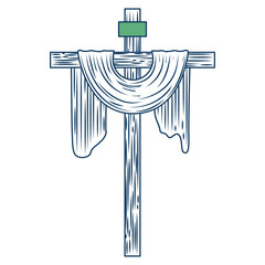 Wall Mural - sacred cross christianity symbol icon vector illustration green and blue