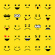 © koltukovs - Set of line art emoticons or emoji icons yellow. Smile icons vector illustration isolated on yellow background. Concept for World Smile Day smiling card or banner