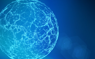 Fototapete - Planet earth, Internet Concept of global business isolated on white, connection symbols communication lines