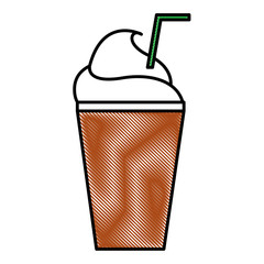 Poster - takeaway milkshake cup cream straw vector illustration