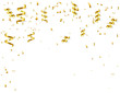 gold ribbons and confetti on white background