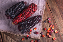 Red And Black Heirloom Corn Cobs From Ecuador