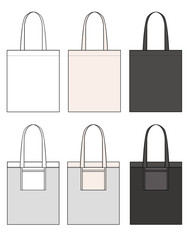 ECO BAG fashion flat technical drawing template