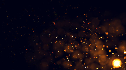 Wall Mural - Gold abstract bokeh background. real backlit dust particles with real lens flare.