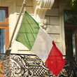 italian flag on balding victory selebrete