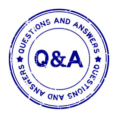 Wall Mural - Grunge blue Q&A (Questions and Answers) rubber seal stamp on white background