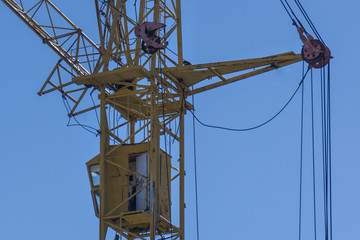 construction crane on blue sky