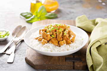 Wall Mural - Sweet and sour chicken with rice
