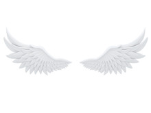 White Angel Wings Isolated On A White Background 3d Rendering