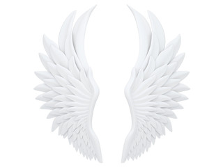 white angel wings isolated on a white background 3d rendering