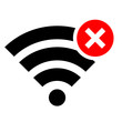Simple, black and red no wi-fi connection icon. Isolated on white