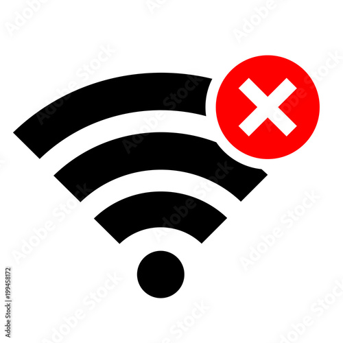 Simple, black and red no wi-fi connection icon. Isolated on white - Buy