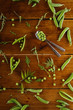 © dyageleva - Fresh Green peas. Top view. Pea on wooden background