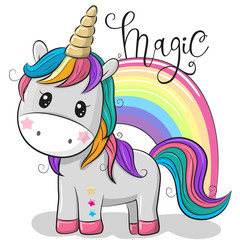 Wall Mural - cartoon unicorn isolated on a white background