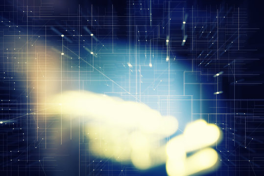 Tech Hintergrund mit Vektoren mit Lichtreflexen