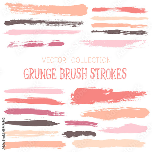 Pink Paint Brush Strokes Vector Band Color Scheme Vintage Elements Pink Paint Brush Strokes Vector Band Color Scheme Vintage Elements Graphic Design Set