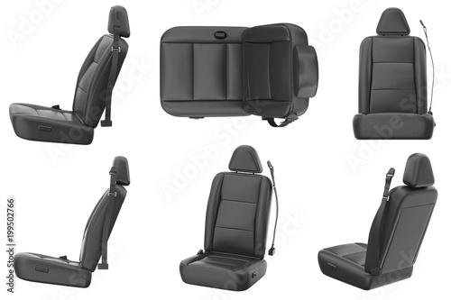 Fotomural Car seat comfortable black leather set. 3D rendering