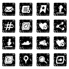 Wall Mural - Social network icons set grunge vector