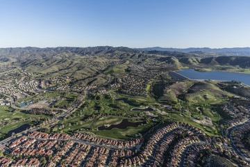 Wall Mural - Aerial view of Wood Ranch neighborhood near Los Angeles in suburban Simi Valley, California.