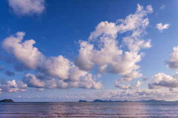 blue sky with clouds over sea.selective focus.