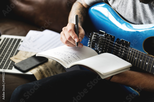 Cuadros en Lienzo Caucasian man in a songwriting process