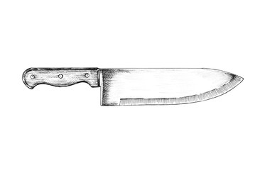 hand drawn cooking knife