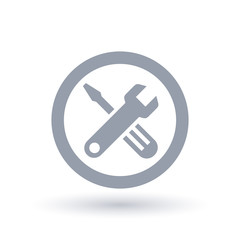 Repair tools icon in circle outline. Spanner and screwdriver sign. Service toolkit symbol. Vector illustration.