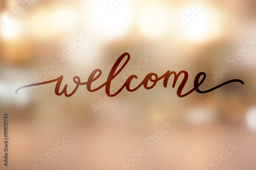 Fotomural lettering on golden blurred background