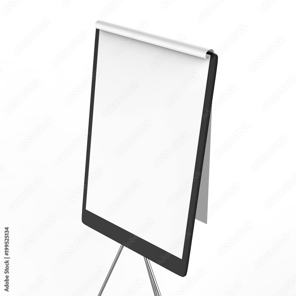 Blank flip board, Whiteboard and empty paper, presentation and seminar, 3d illustration