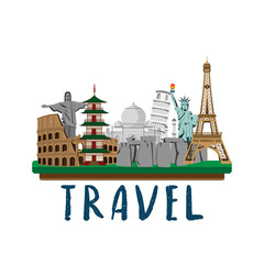 Travel and tourism . Road trip . Landmarks and pin map . Modern flat design. backpacker. background