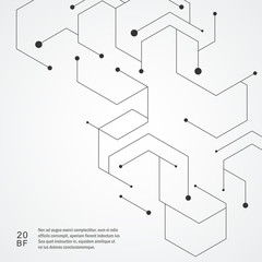 Technology hexagons structure or molecular connect elements