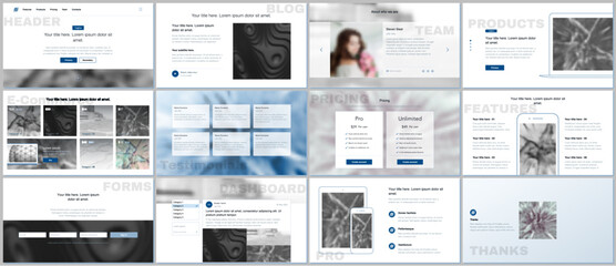 Set of vector templates for website design, minimal presentations, portfolio. Simple elements on white background. Templates for presentation slides, flyer, leaflet, brochure cover, annual report.