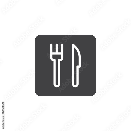 Fork And Knife Vector Icon Filled Flat Sign For Mobile Concept