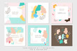 Vector Abstract Covers Templates, Graphic Poster with Pastel Trendy Patterns, Spring Colors, Organic Stroke Hipster Backgrounds, Brochures, Album Covers and Banners